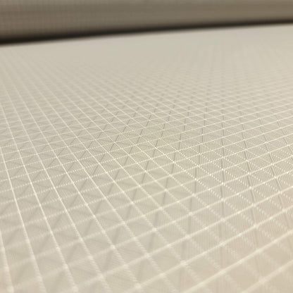 High-quality image showcasing my Stone Grey 210D UHMWPE Gridstop Nylon fabric, emphasizing its lightweight, durable woven texture and unique waterproof properties. The image highlights the fabric's intricate UHMWPE fiber grid, its robust 210D denier thickness, and the dual protective coating – 1000mm PU on the back and DWR on the front. Ideal for visualizing the fabric's application in making resilient, weather-resistant outdoor gear like backpacks, fanny packs, and reinforcement areas.